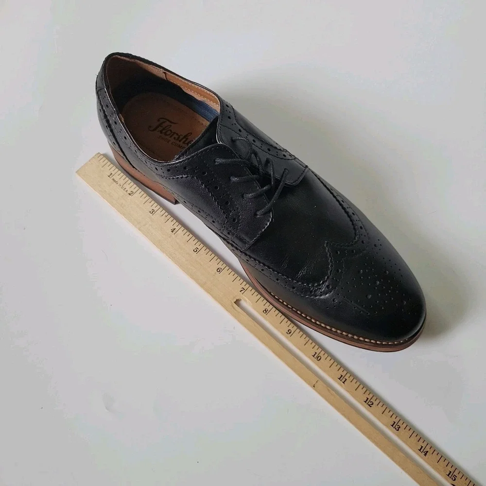 Vintage Florsheim Full Wingtip Brogue Oxford 10D Black‎ Leather Spectators 11960